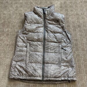 The North Face Nuptse Puffer Vest Women's M Beige Gray Goose Down Fill 700